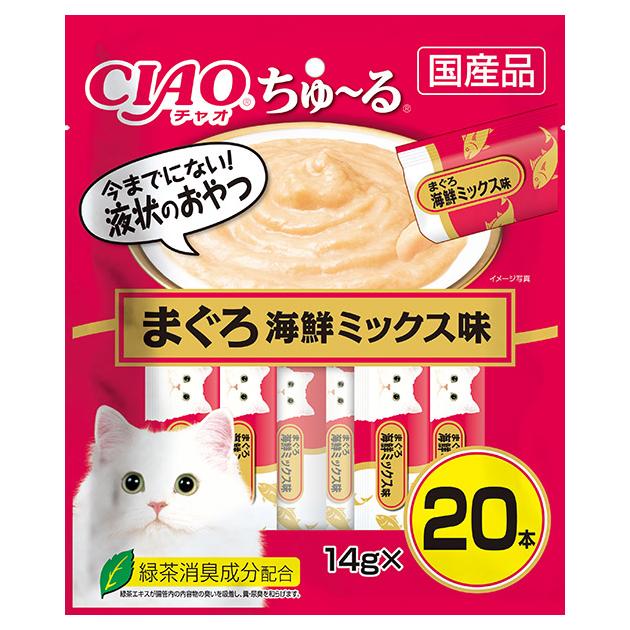 チャオちゅーる 20本入りまぐろ海鮮ミックス味14gx20本[チャオちゅーる キャットフード ウエット パウチ]