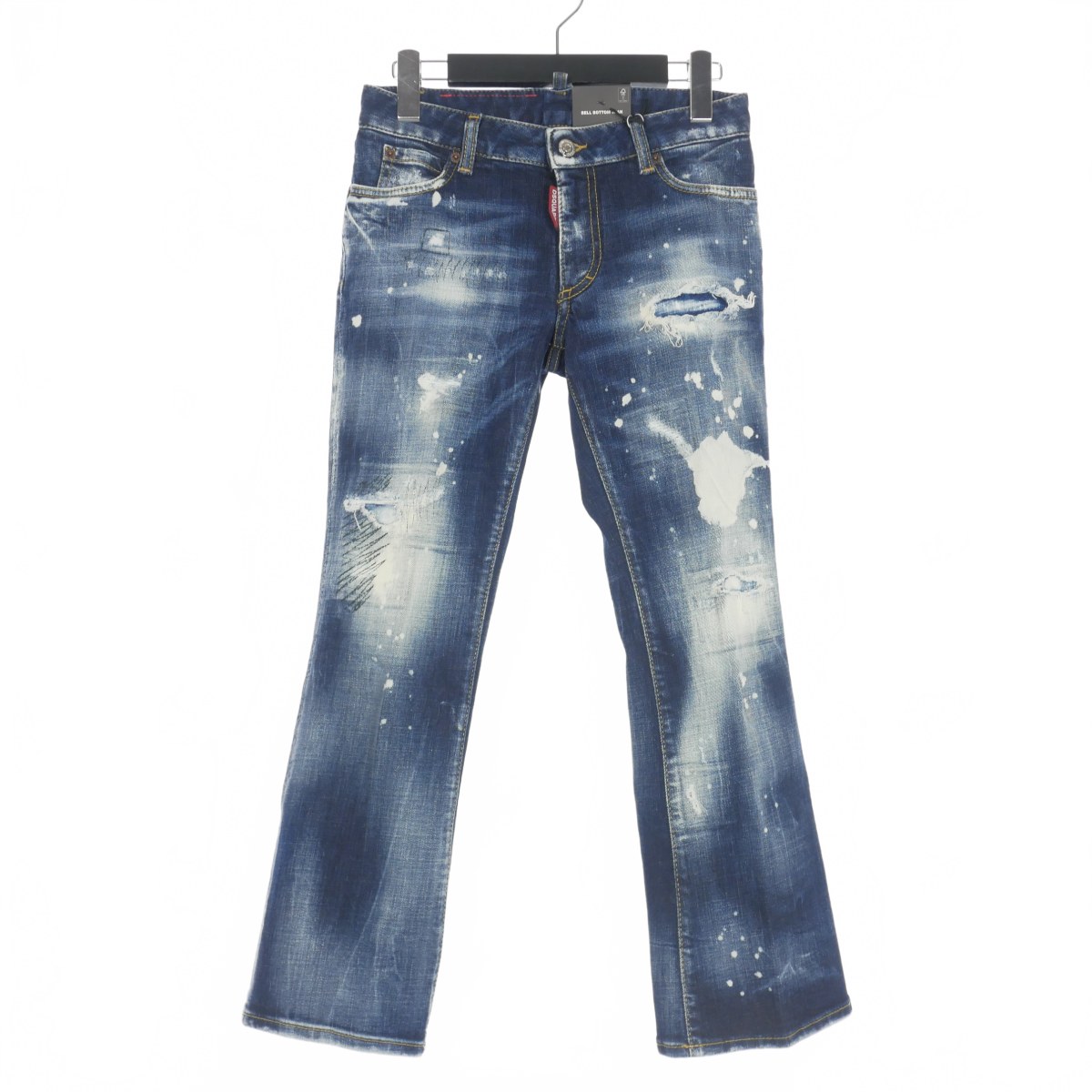 【中古】未使用品 ディースクエアード DSQUARED2 22SS BELL BOTTOM JEAN ベルボトムジーンズ ストレッチ フレアデニムパンツ ダメージ加工 36 青 インディゴ S72LB0485 国内正規 レディース 【ベクトル 古着】 240118