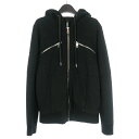 【中古】ニールバレット Neil Barrett 20AW ライダース ジップフーディ パーカー XS 黒 ブラック PBJS659 国内正規 メンズ 【ベクトル 古着】 240330