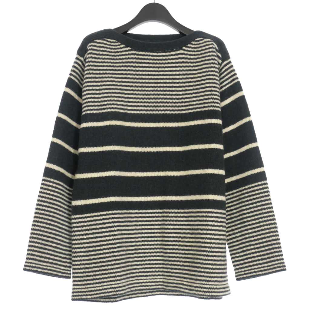 【中古】サノバチーズ SON OF THE CHEESE JAMES KNIT ボートネックニット セーター 長袖 L ネイビー/ホ..