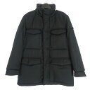 【中古】プラダ PRADA 21AW Re-Nylon トライアングルロゴ 中綿ブルゾン ジャケット 44 黒 ネイビー 紺 SGB784 国内正規 メンズ 【ベクトル 古着】 240406