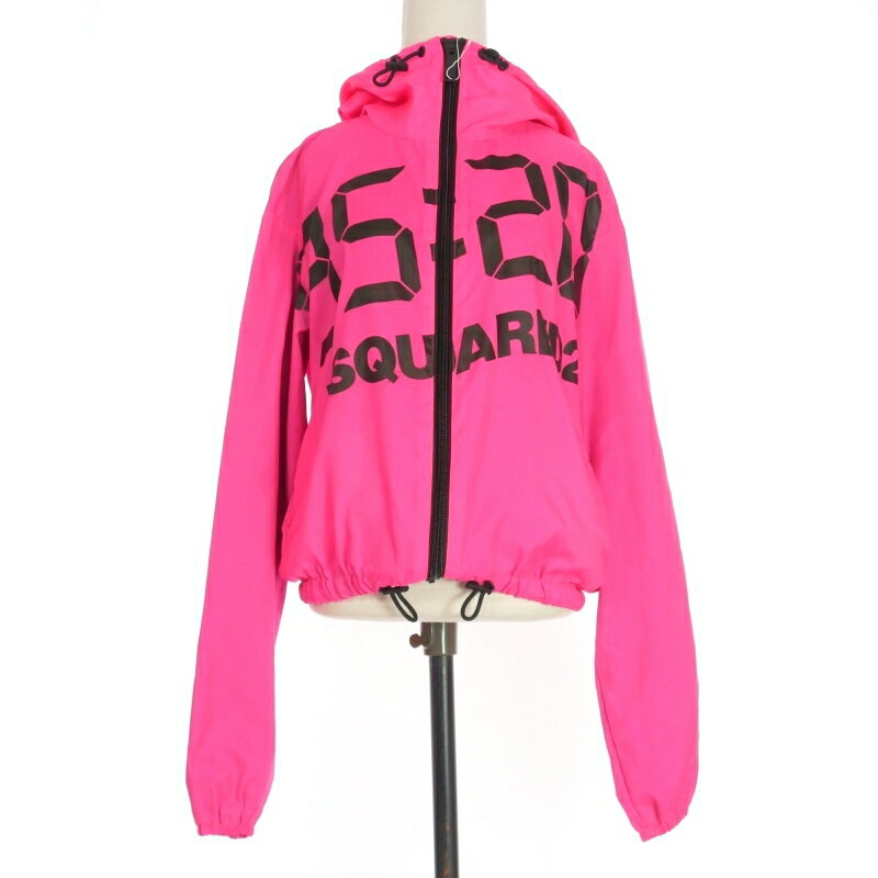 【中古】ディースクエアード DSQUARED2 20AW ロゴプリント ナイロンパーカー フーディ 長袖 40 ピンク S73AM0341 国内正規 レディース 【ベクトル 古着】 240617