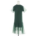 【中古】アキラナカ AKIRA NAKA Layer organza dress レイヤードワンピース ドレス 半袖 1 グリーン 緑 AP2079-GR レディース 【ベクトル 古着】 240916