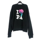 【中古】未使用品 パームエンジェルス PALM ANGELS 23SS I LOVE PA CREW パームツリー クルーネックスウェット トレーナー M ブラ...