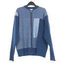 【中古】デッサン Dessin ブロッキングジップカーディガン ニット セーター 長袖 3 ブルー 青 F59-39401 メンズ 【ベクトル 古着】 2501...