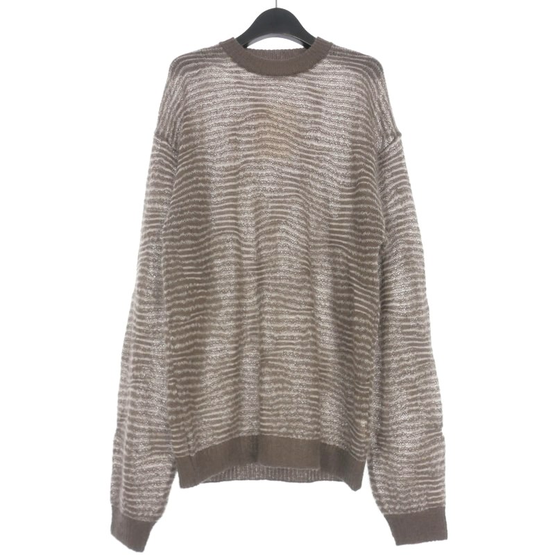 【中古】未使用品 ブランワイエム Blanc YM 24AW Crazy Border Mohair Knit モヘアニット セーター M ブラウン 茶 BL-24A-CBMK メンズ 【ベクトル 古着】 250204