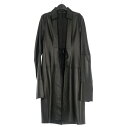 【中古】未使用品 アンドゥムルメステール ANN DEMEULEMEESTER 23AW AERT オープンフロント ロングシャツ ラムレザー 長袖 46 ブラ...