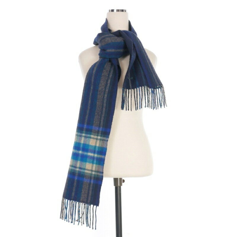 【中古】ポールスミス PAUL SMITH カシミヤ混 ストライプ柄 マフラー ストール ブルー系 PF-1W-88671 レディース 【ベクトル 古着】 250320
