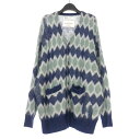 【中古】ダイリク DAIRIKU 23AW モヘアボーダーカーディガン ニット 長袖 M ブルー/ネイビー 23AW K-2 メンズ 【ベクトル 古着】 250...