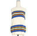 【中古】エムエスジーエム MSGM ボーダー サマーニットベスト ジレ ノースリーブ S ホワイト/マルチカラー 2041MDM16 国内正規 レディース 【ベクトル 古着】 250711