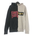 【中古】パームエンジェルス PALM ANGELS Exodus Hoodie 再構築 ドッキングフーディ パーカー 長袖 XXS ブラック/グレー 国内正規 メンズ 【ベクトル 古着】 250701