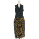 【中古】ドリスヴァンノッテン DRIES VAN NOTEN ドッキング ファーロングベスト ジレ XS ブラック/イエロー 黒 レディース 【ベクトル 古着】 250711