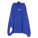 【中古】ヴェトモン VETEMENT LOGO LABEL HOODIE プルオーバーフーディ パーカー 長袖 L ロイヤルブルー 青 UE52TR380N メンズ 【ベクトル 古着】 250703