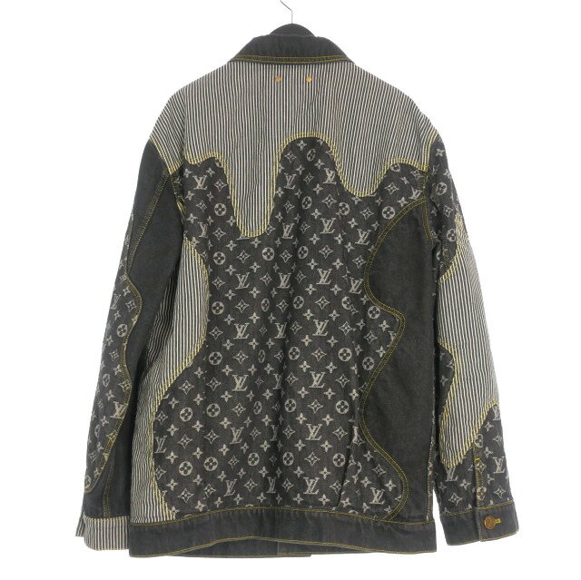 【中古】ルイヴィトン LOUIS VUITTON × NIGO 22SS MONOGRAM CRAZY DENIM JACKET デニムジャケット ブルゾン 46 ブラック 黒 RM221M UZD HMA20E 国内正規 メンズ 【ベクトル 古着】 250727