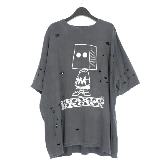 【中古】未使用品 ディスカバード DISCOVERED × ピーナッツ PEANUTS DAMAGE PIGMENT DYED TEE ダメージ..