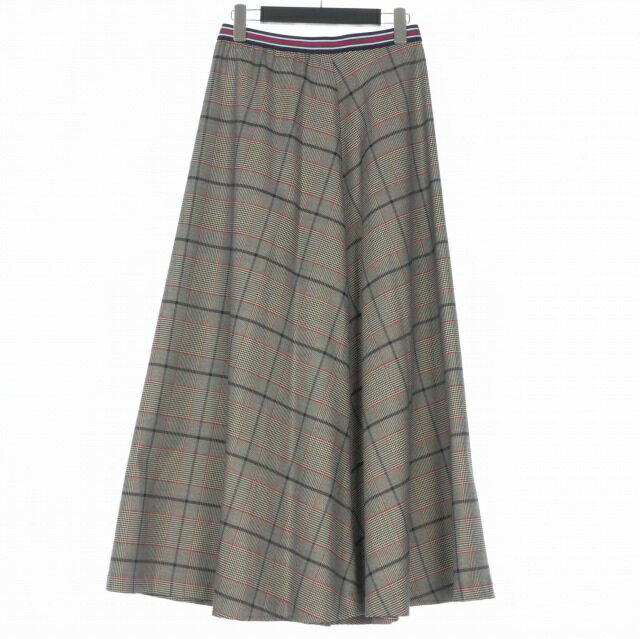 【中古】ブランバスク blanc basque チェック柄 フレア ロングスカート 38 グレー/レッド BB86-604 レディース 【ベクトル 古着】 260313