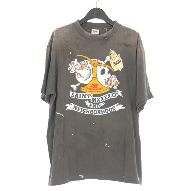 未使用品 セントマイケル SAINTMICHAEL × NEIGHBORHOOD 25SS STHD. SS TEE PRAY Tシャツ カットソー 半袖 XL ブラック 黒 SM-HR8-0000-C68 メンズ  260721