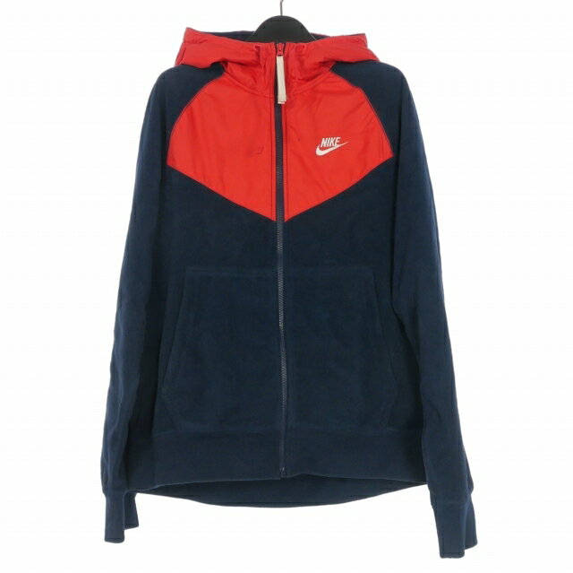 Rakuten - 【中古】ナイキ NIKE Core Winter Seasonal Full Zip Hoodie フリースパーカー フーディー 長袖 M ネイビー/レッド 紺/赤 929115-451 メンズ 【ベクトル 古着】 260515