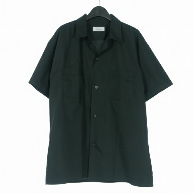 乐天商城 - 【中古】未使用品 マシス MASSES H.S SHIRT S/S オープンカラー ワークシャツ ポケット付き 半袖 XL ブラック 黒 メンズ 【ベクトル 古着】 260614