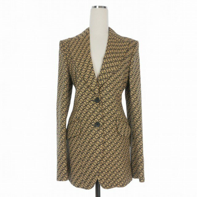 乐天商城 - 【中古】ステラマッカートニー STELLA McCARTNEY 総柄 ジャガード テーラードジャケット ブレザー 長袖 40 ベージュ/ブラック 350010 国内正規 レディース 【ベクトル 古着】 260623