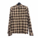 【中古】グラム glamb チェックシャツ 長袖 シワ加工 総柄 2 ブラウン 茶 GB12SP/SH11 メンズ 【ベクトル 古着】 240115
