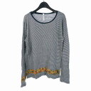 【中古】グラム glamb Tシャツ カットソー 長袖 ボーダー 花柄 ひまわり 2 ネイビー ホワイト メンズ 【ベクトル 古着】 240802