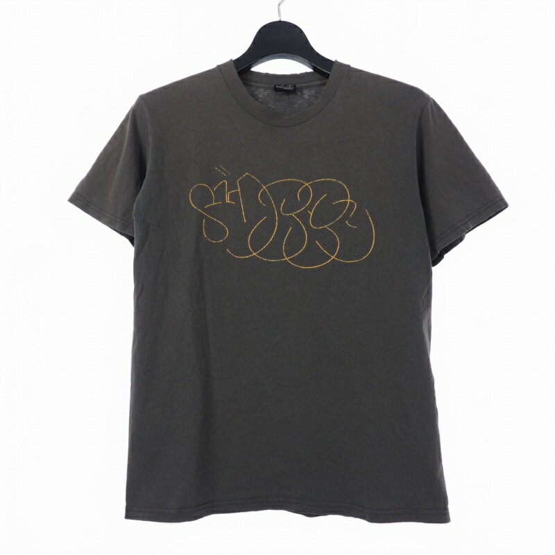 ステューシー STUSSY グラフィック ロゴ Tシャツ 半袖 プリント ロゴ クルーネック S グレー メンズ  240226