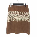 【中古】ミナペルホネン mina perhonen PERRY ペリー ひざ丈 スカート オパール加工 リネン混 ブラウン レディース 【ベクトル 古着】