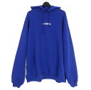【中古】ヴェトモン ベトモン VETEMENTS LOGO LABEL HOODIE ロゴプリント スウェットパーカー フーディ L ロイヤルブルー 青 UE5...