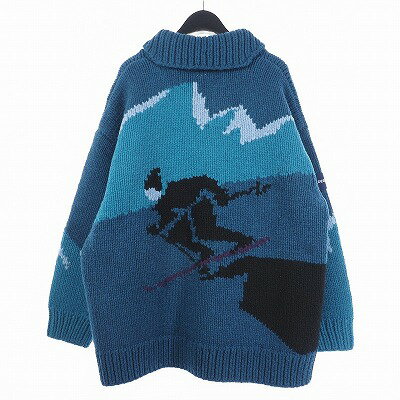 【中古】ディセンダント DESCENDANT 20AW SKI COWICHAN KNIT BLUE スキー カウチン ニット ジャケット ジップ ウール 3 ブルー 青 メンズ 【ベクトル 古着】 240317