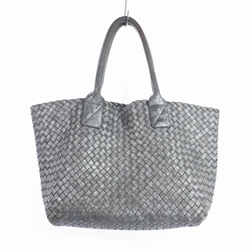 ボッテガヴェネタ BOTTEGA VENETA イントレチャート カバPM トートバッグ ショルダーバッグ レザー シルバー ポーチ付き 限定150個 シリアルナンバー入り レディース  240423