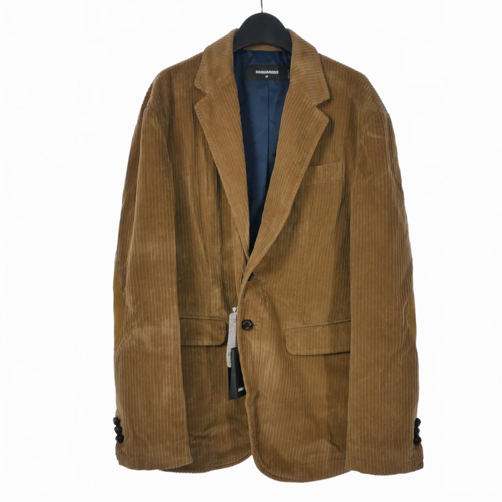 【中古】ディースクエアード DSQUARED2 22AW corduroy blazer jacket コーディロイ ブレザー ジャケット エルボーパッチ 48 ベージュ S71BN0906 国内正規 メンズ 【ベクトル 古着】 240729