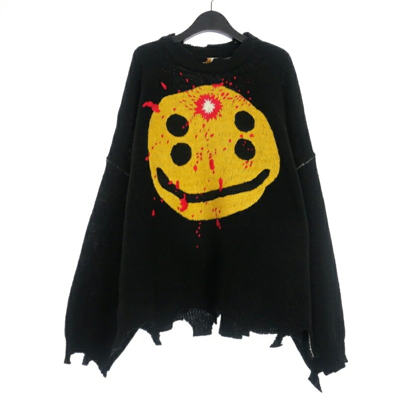 【中古】未使用品 セントマイケル SAINTMICHAEL 24AW /CP_CREW KNT/SMILE ニット セーター 長袖 XL ブラック 黒 SM-YS1-0000-C07 メンズ 【ベクトル 古着】 241114