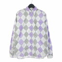【中古】ヘッドポータープラス HEAD PORTER PLUS アーガイル柄 ボタンダウン BDシャツ 長袖 コットン M パープル/ホワイト メンズ 【ベクト...