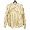 【中古】ドレスヒッピー Dress hippy シャツ 長袖 プルオーバーバンドカラーシャツ ストライプ L ベージュ メンズ 【ベクトル 古着】 250518