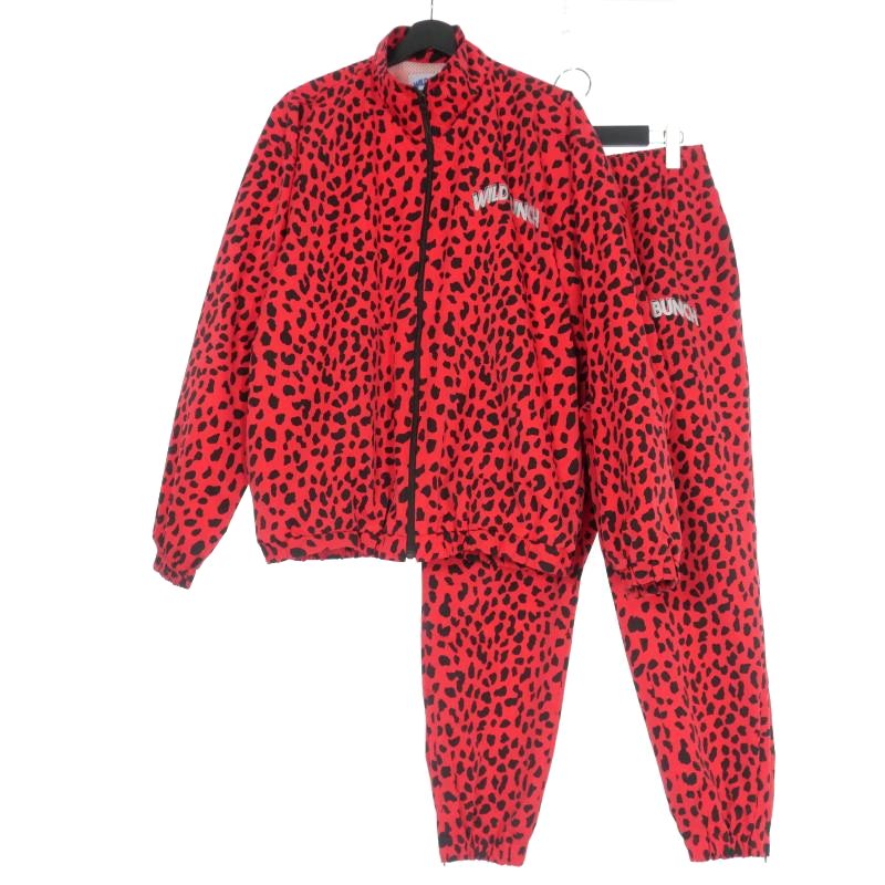 【中古】ワコマリア WACKO MARIA × WILD BUNCH レオパード セットアップ 上下 トラックジャケット トラックパンツ S レッド 赤 メンズ 【ベクトル 古着】 250526