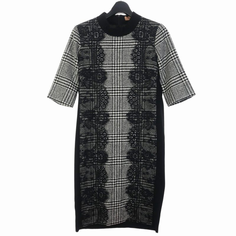 【中古】コッカパーニ COCCAPANI レース チェック ワンピース M ブラック/ホワイト レディース 【ベクトル 古着】 250717