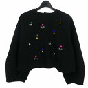 【中古】ヴェロフォンナ Re.Verofonna ビジュークロップドブラウス トレーナー 38 ブラック 黒 レディース 【ベクトル 古着】 250708