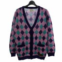 【中古】ワコマリア WACKO MARIA 11AW アーガイル モヘアカーディガン ダイヤモンド XL ピンク パープル 11AW-KNT-01 メンズ 【ベ...