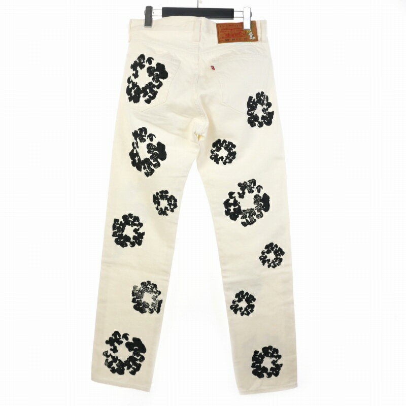 【中古】リーバイス Levi's デニムティアーズ DENIM TEARS riginal cotton wreath jeans 501 デニム ジーンズ W31 L32 ホワイト 白 PO-4100521547 国内正規 メンズ 【ベクトル 古着】 250805
