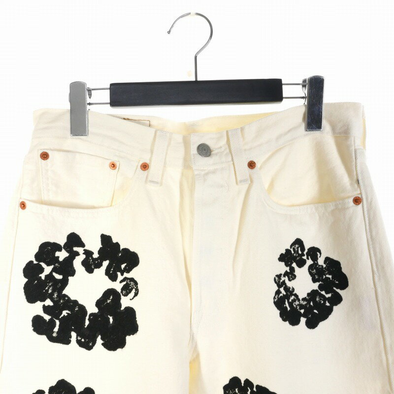 【中古】リーバイス Levi's デニムティアーズ DENIM TEARS riginal cotton wreath jeans 501 デニム ジーンズ W31 L32 ホワイト 白 PO-4100521547 国内正規 メンズ 【ベクトル 古着】 250805