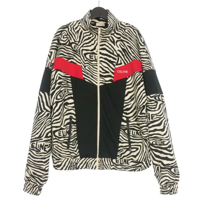 【中古】セリーヌ CELINE 22AW ゼブラ柄トラックジャケット ブルゾン S ホワイト/ブラック/レッド 白 黒 赤 2Y880426S 国内正規 メンズ 【ベクトル 古着】 251027