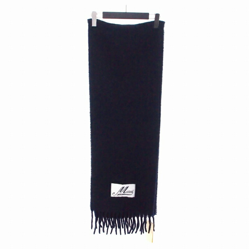 【中古】未使用品 マルニ MARNI 21AW ラベルロゴ アルパカ マフラー ストール UNI ネイビー 紺 ASZC000..