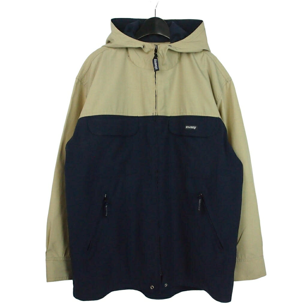 乐天商城 - 【中古】ステューシー STUSSY 紺タグ USA製 マウンテンパーカー ブルゾン M 紺 ベージュ ネイビー メンズ 【ベクトル 古着】 260621