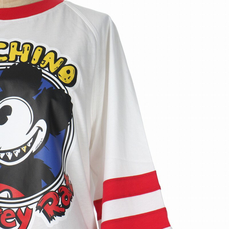 未使用品 モスキーノ Moschino ss ワンピース カットソー 半袖 ネズミ A0478 40 白 2604 ホワイト 最大64 Offクーポン レディース プリント S