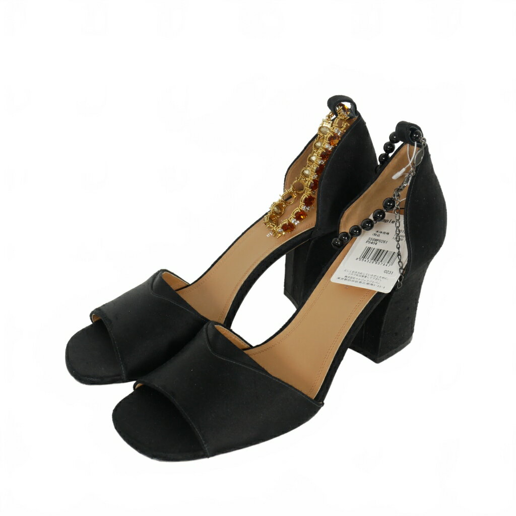 【中古】メゾンマルジェラ Maison Margiela 23SS ビジュー ストラップ ヒール サンダル サテン ダメージ加工 39 黒 ブラック S58WP0261 P5404 T8013 国内正規 レディース 【ベクトル 古着】 240201