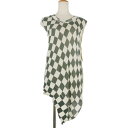 【中古】エムエムシックス メゾンマルジェラ MM6 Maison Margiela 22SS チェック柄 ノースリーブニット トップス アシンメトリー S 白 緑 ホワイト グリーン S62GP0060 S17971 001S 国内正規 レディース 【ベクトル 古着】 240220