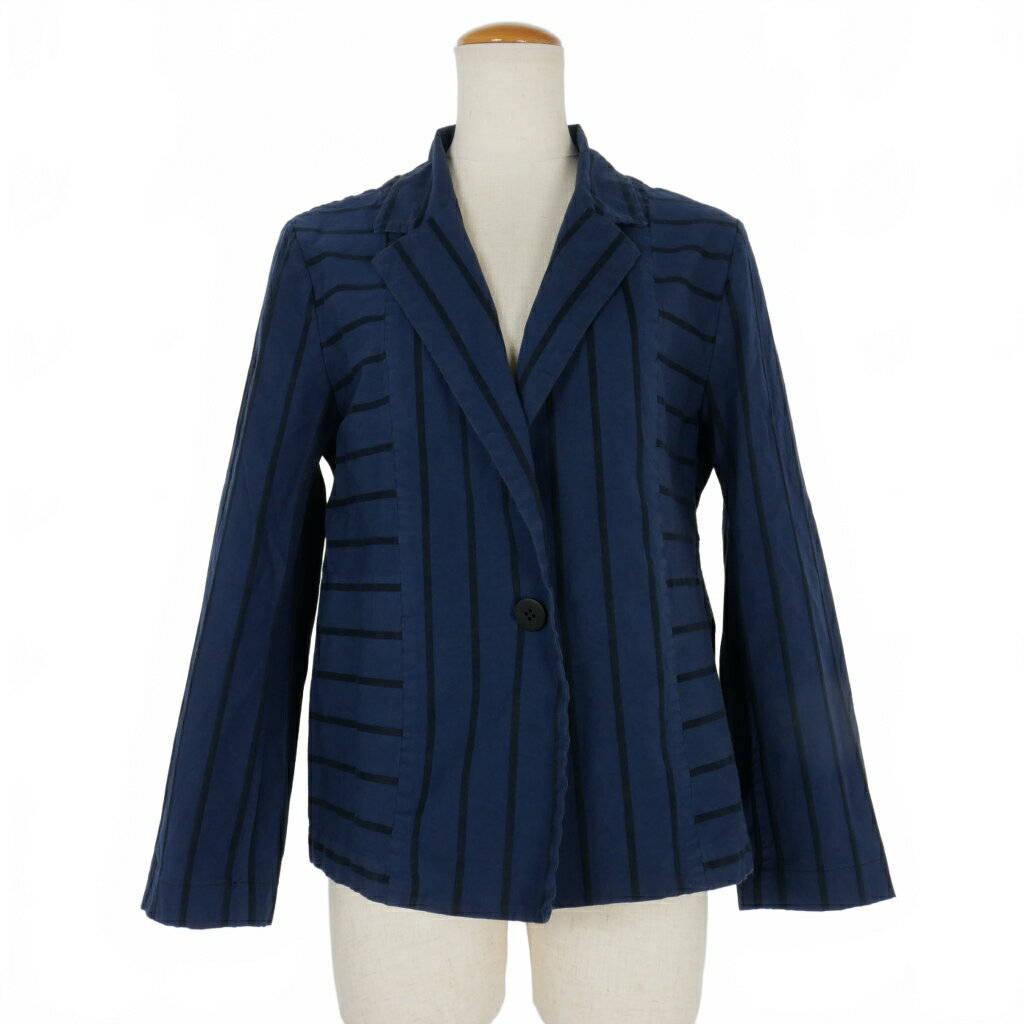 【中古】ハート Haat イッセイミヤケ 17SS 製品染め ストライプ コットンジャケット 2 紺 ネイビー HA71FD532 レディース 【ベクトル 古着】 240604