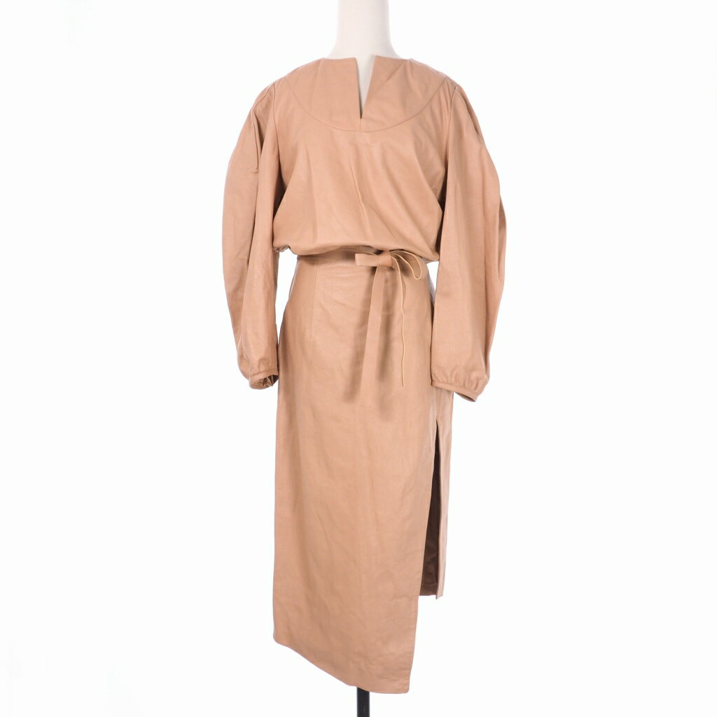 【中古】オフホワイト OFF WHITE LEATHER PUFFY SLEEVES DRESS レ
