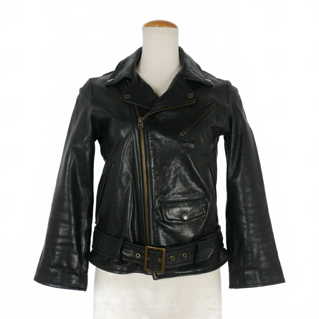 【中古】ビューティフルピープル beautiful people ラムレザー ダブルライダース ジャケット ブルゾン 140 黒 ブラック 1980402401 レディース 【ベクトル 古着】 240728